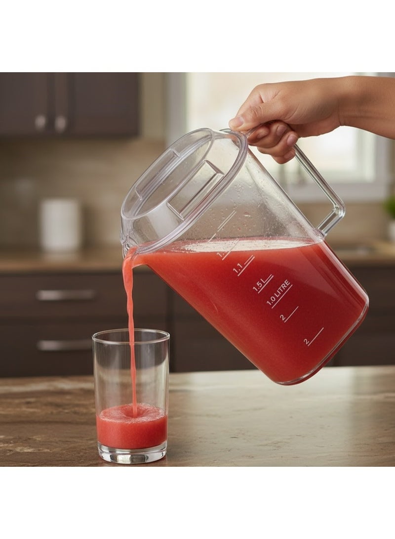 favilla 2-liter shatterproof plastic measuring jug with a tight-fitting lid and measuring markings. - Image 3